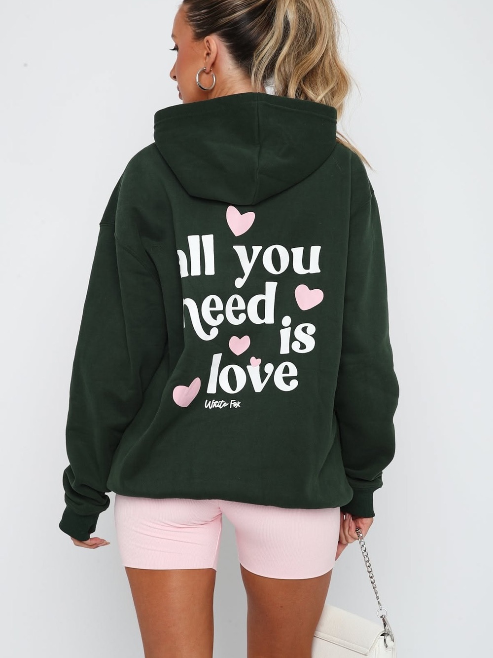 White Fox 'All You Need is Love' Hoodie Green